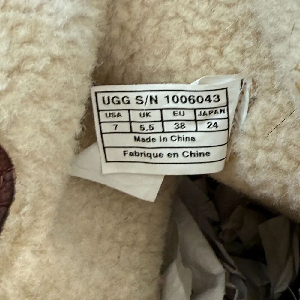 UGG Brown Red Dahlen Leather Womens Lined Equestrian Boots Winter 1006043 Size 7